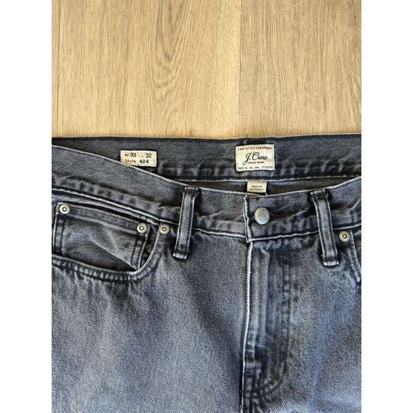J.Crew‎ 484 Jeans Men 33x32 Narrow Tapered Leg Washed Black Stretch Denim Slim - Picture 3 of 6